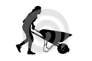 Woman Pushing Wheelbarrow