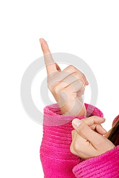 Woman putting contact lens in her eye.