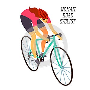 Woman racing cyclist in action