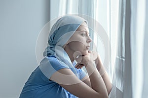 Woman after radiation therapy