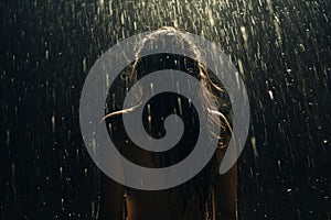 Woman rain poured flashed. Generate Ai