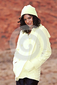 Woman in raincoat