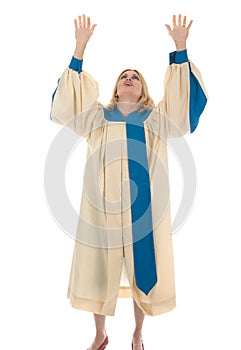 Woman Raising Hands in Praise