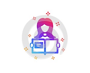 Woman read a Book icon. Education symbol. Vector