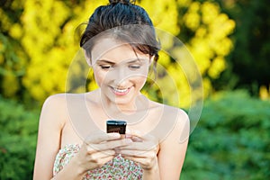 Woman read SMS