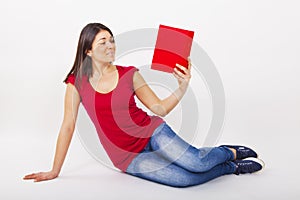 Woman reading book