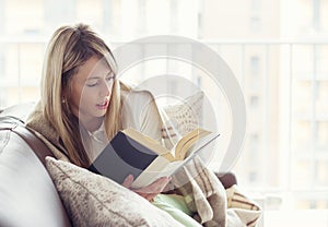 Woman reading book