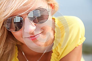 Woman reading book girl yellow dress