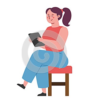 woman reading ebook