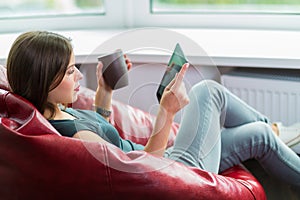 Woman reading an ebook