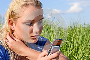 Woman reading sms