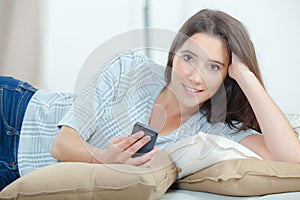 Woman reading text me