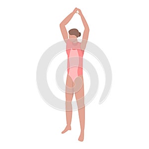 Woman ready for swimming icon, isometric style