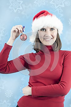 Woman ready to decorate the Christmas tree