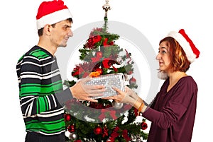 Woman receive Christmas present