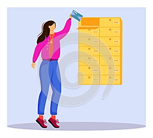 Woman receives letter flat color vector illustration