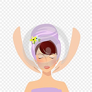 Woman receiving facial massage or spa procedure