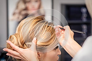 Woman receiving her hair done