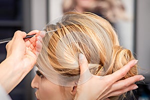 Woman receiving her hair done