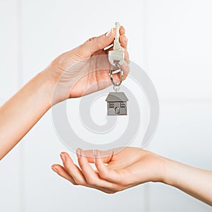 Woman receiving house key