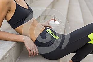 Woman recovering from workout