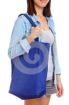 Woman with recycle bag