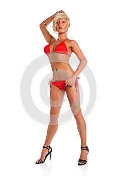 Woman in Red Bathing Suit