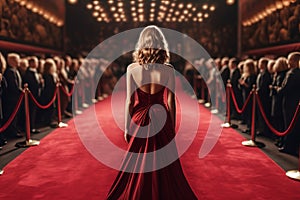 Woman red carpet. Generate Ai