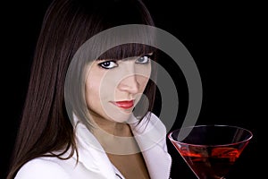 Woman with red cocktail