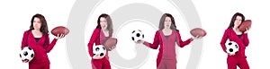 Woman in red costume in sports sporting concept
