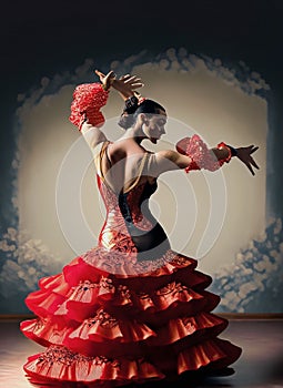 woman in red dancing flamengo