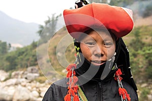 Woman from Red Dao Minority Group in Sapa, Vietnam photo