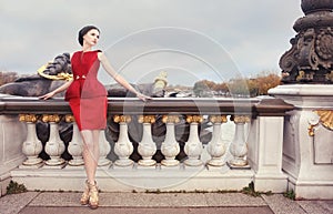 Woman in red dress