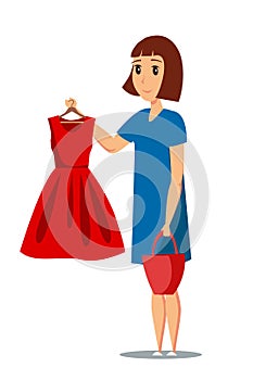 Woman with red dress flat vector illustration