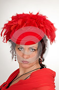 Woman in red hat