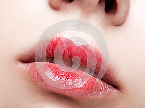 Woman with red lips makeup