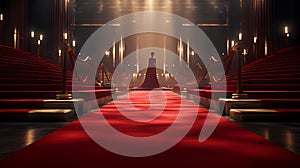 Woman with red lond dress on a red carpet at ceremony photo