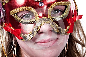 Woman in red mask on carnaval photo