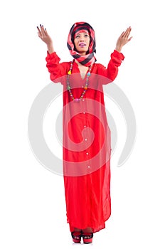 Woman in red scaf