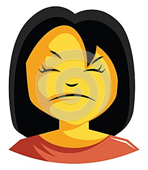 Woman in red top is looking bit cranky illustration vector