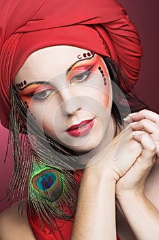 Woman in red turban
