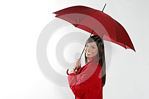 Woman with red umbrella.