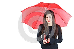 Woman with red umbrella