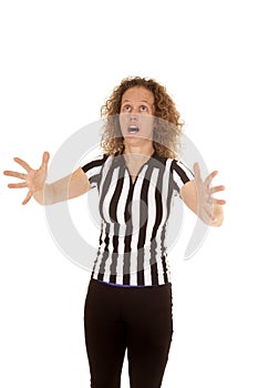 Woman referee hands out catch