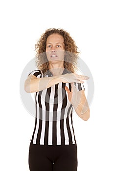 Woman referee technical serious