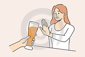 Woman refuse from beer