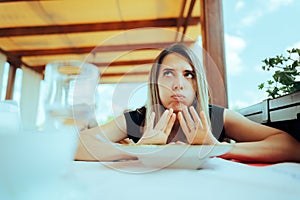 Woman Refusing to Eat her Meal Feeling Full