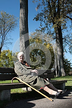 Woman relax on a bench
