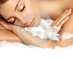 Woman relax on a cloud