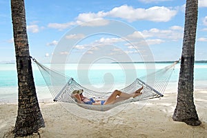Woman relax during travel vacation on tropical island